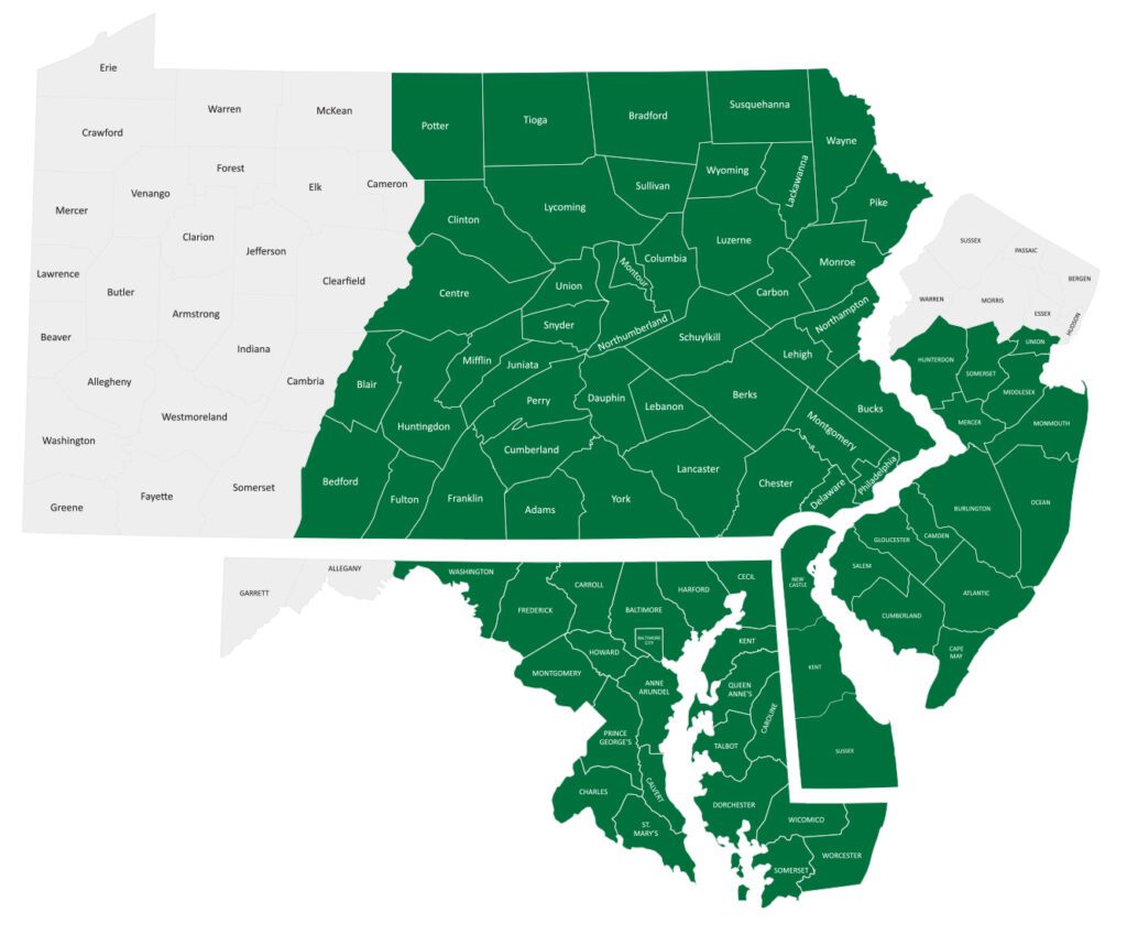 map of service area